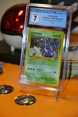 Pokemon TCG CGC 7 NM Heracross Gold, Silver, New World Japanese 1999 Holo - Image 1
