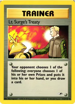 Pokemon TCG Lt. Surge's Treaty Uncommon Gym Heroes 112/132 LP/MP - Image 1
