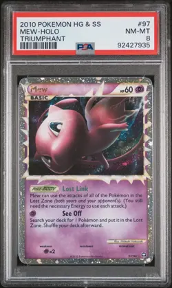 PSA 8 Mew 97/102 HG SS Triumphant Prime Holo Rare Pokemon Card - Image 3