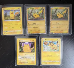 Polemon Pikachu 5 Card Lot Featuring (Gnaw 58/102) 1999 Base Set - Image 1