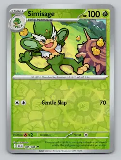Reverse Holo Simisage 005/086 Uncommon Black Bolt Pokemon - Image 1
