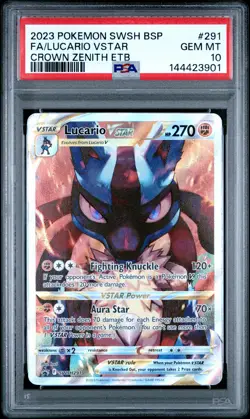 2023 POKEMON SWSH BLACK STAR PROMO #291 FULL ART/LUCARIO VSTAR PSA 10 - Image 1
