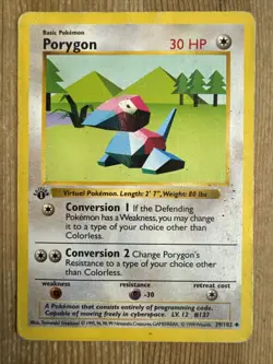 Porygon 39/102 1st Edition Base Set Shadowless Uncommon 1999 Pokemon Vintage DMG - Image 1