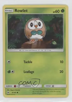 Rowlet Pokemon Sun & Moon Base GX Premium Collection Cosmos Holo #9 - Image 1
