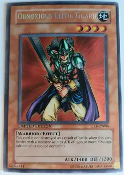 Obnoxious Celtic Guard CT1-EN006 Secret Rare Limited Edition Yugioh Lp - Image 1