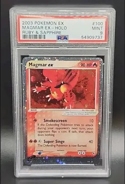 Pokemon Magmar ex Ruby & Sapphire 100/109 Holo Card PSA 9 MINT - Image 1