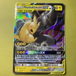 Pokemon Pikachu & Zekrom GX Tag Team Full Art Holo 33/181 2019 HP240 Rare Card - Image 1