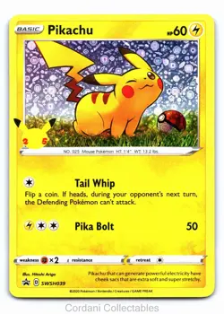 Pikachu SWSH039 - Celebrations 25th Black Star Promo - Pokemon Card - Near Mint - Image 1