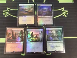 MTG Magic The Gathering Magicfest 2020 Foil Basic Land Set Of 5 - Image 1