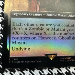 Hancock, Ghoulish Mayor (Extended Art) #382 (NM) Fallout PIP Magic MTG - Image 5