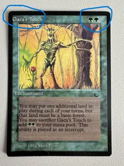 Gaea's Touch MTG MISPRINT all text + casting cost shifted to the left ©94 NM #1 - Image 2