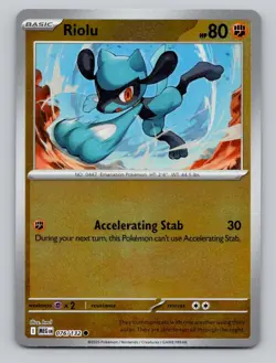 Reverse Holo Riolu 076/132 Common Mega Evolution Pokemon - Image 1