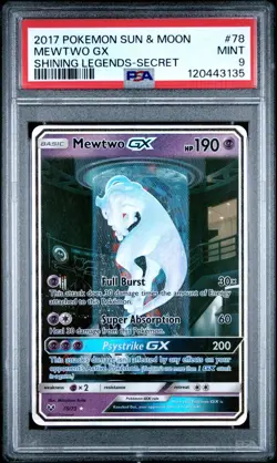 Mewtwo GX PSA 9 MINT - 2017 POKEMON SUN & MOON SHINING LEGENDS #78/73 - Image 1