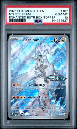 2025 POKEMON JTG EN-JOURNEY TOGETHER #167 N'S RESHIRAM PSA 10 - Image 1
