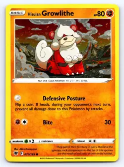 Hisuian Growlithe (Cosmos Holo) 70/189 Holo Deck Exclusives Pokemon Holo NM - Image 1