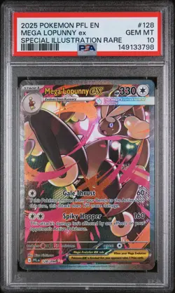 2025 POKEMON PFL EN-PHANTASMAL FLAMES #128 MEGA LOPUNNY EX PSA 10 - Image 1