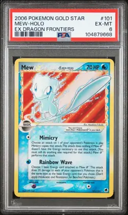 2006 POKEMON EX DRAGON FRONTIERS GOLD STAR #101 MEW-HOLO PSA 6 - Image 1