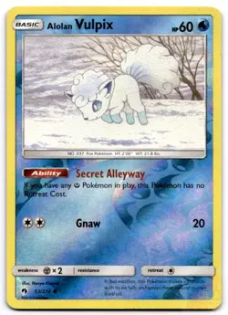 Alolan Vulpix 53/214 Common Lost Thunder Pokemon Reverse Holo Damaged - Image 1