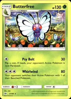 Butterfree 3/149 Rare - Pokemon SM Base Set 2017 LP - MP - Image 1