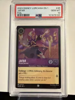 2023 DISNEY LORCANA EN 1-THE FIRST CHAPTER FOIL JAFAR - WICKED SORCERER PSA 10 - Image 1