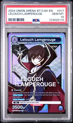 Union Arena Ue04Bt/Cgh Code Geass 017 Lelouch Lamperouge PSA 10 GEM MINT - Image 1