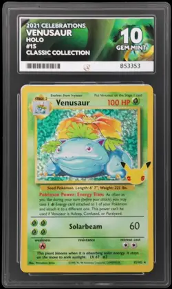 Venusaur 15/102 Celebrations Holo ACE 10 Gem Mint Graded Pokemon Card - Image 1