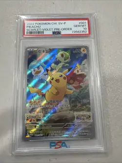 2022 POKEMON CHINESE SV-P PIKACHU SCARLET/ VIOLET PRE-ORDER #001 PSA 10. - Image 1