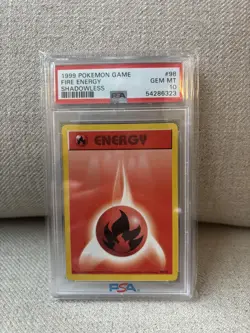 PSA 10 Fire Energy Shadowless Base Set 1999 Pokemon 98/102 Gem Mint - Image 1