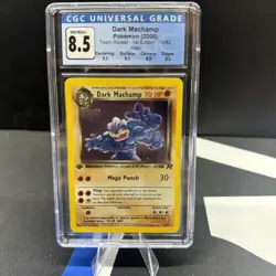 1st Edition Dark Machamp 10/82 Team Rocket Pokemon Card Holo Foil Rare CGC 8.5 - Image 1