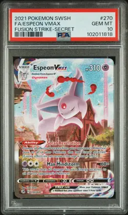 2021 Pokemon Sword & Shield Fusion Strike Espeon VMAX #270 Secret FA PSA 10 GEM - Image 1