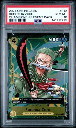 2024 ONE PIECE CHAMP 2024 EVENT PACK #042 RORONOA ZORO PSA 10 - Image 1