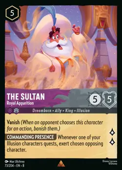 Lorcana - THE SULTAN ROYAL APPARITION 73/204 RARE (NON-FOIL) REIGN OF JAFAR - Image 1