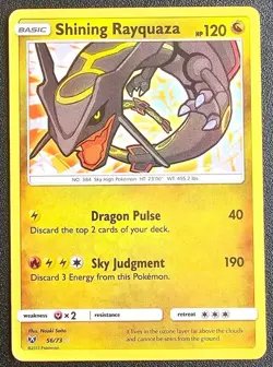 Pokemon TCG Shining Rayquaza Card Shining Legends 56/73 Holo Excellent Condition - Image 1