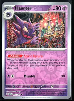 2023 Scarlet & Violet - 151 Haunter #93 Reverse Holo Pokemon Card - Image 1