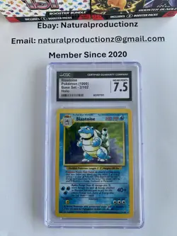 Pokemon Card Blastoise Base Set Rare Holo CGC 7.5 WOTC 1999 2/102 Rare TCG - Image 1