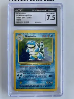 Pokemon Card Blastoise Base Set Rare Holo CGC 7.5 WOTC 1999 2/102 Rare TCG - Image 2