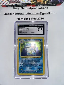 Pokemon Card Blastoise Base Set Rare Holo CGC 7.5 WOTC 1999 2/102 Rare TCG - Image 4