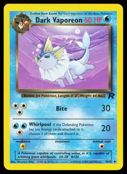 Dark Vaporeon 45/82 Uncommon Team Rocket Pokemon Card - Image 1