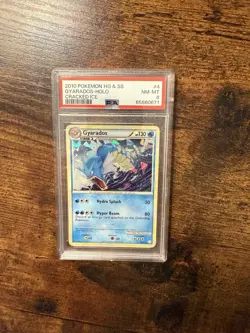 2010 Pokemon HeartGold SoulSilver Gyarados Holo Card #4 PSA 8 Cracked Ice - Image 1