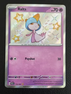 Ralts 153/091 Paldean Fates Baby Shiny Holo Rare Pokemon TCG - NM - Image 1