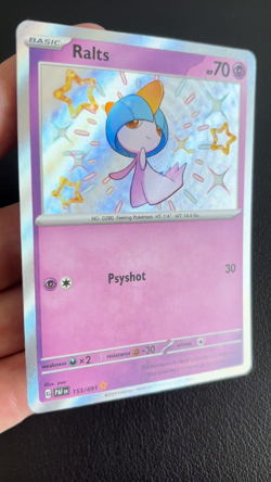 Ralts 153/091 Paldean Fates Baby Shiny Holo Rare Pokemon TCG - NM - Image 2
