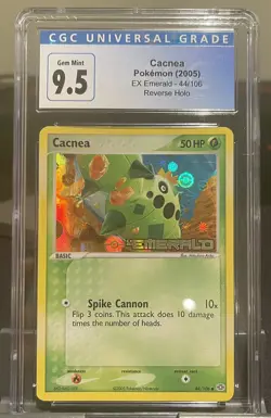 Pokemon TCG Cacnea EX Emerald 44/106 Reverse Holo Common CGC 9.5 1 Of 2 See Pics - Image 1
