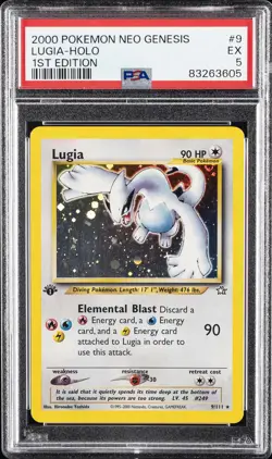 2000 POKEMON NEO GENESIS 1ST ED #9 LUGIA-HOLO PSA 5 - Image 1
