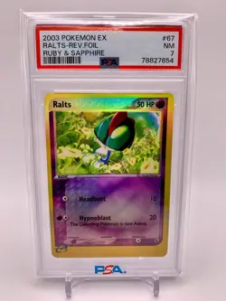 2003 Pokemon Ruby & Sapphire Ralts Reverse Foil 67/109 PSA 7 - Image 1