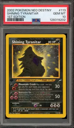 Pokemon Shining Tyranitar Neo Destiny 1st Edition Holo Secret Rare #113 PSA 10 - Image 1