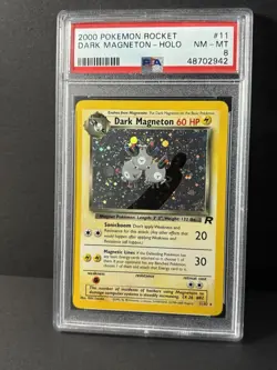 PSA 8 NM / M ~ Dark Magneton 2000 Pokemon Rocket #11 - Holo Swirl - Image 1