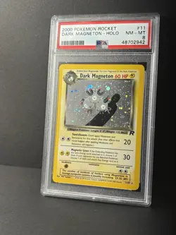 PSA 8 NM / M ~ Dark Magneton 2000 Pokemon Rocket #11 - Holo Swirl - Image 2