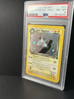 PSA 8 NM / M ~ Dark Magneton 2000 Pokemon Rocket #11 - Holo Swirl - Image 5