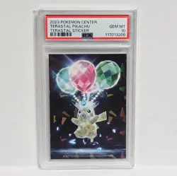 2023 Pokemon Center Terastal Sticker Terastal Pikachu Holo Foil PSA 10 - Image 1