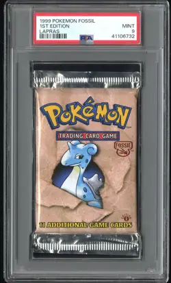 PSA 9 1st Edition Fossil Booster Pack Lapras Art 1999 vintage Pokemon SEALED - Image 1